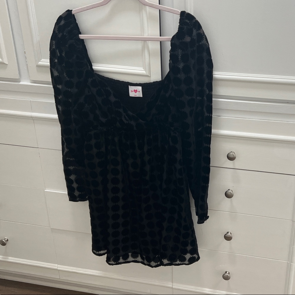 Black Sheer Polka Dot Dress